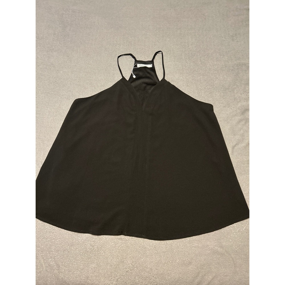 FOROLAV Black Halter Neck Cami Top V-Neck Flowy Blouse XL NEW